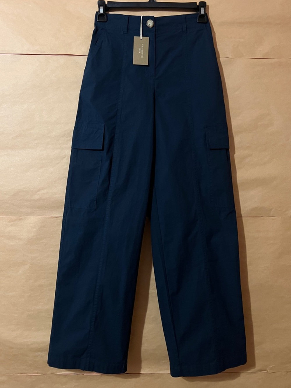 Ann Mashburn | NWT Rory Cargo Pants Navy Paperweight Stretch Poplin Size XS